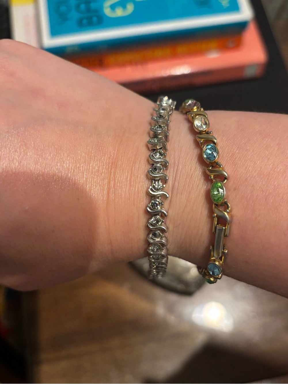 Vintage Silver Tone S-Link Tennis Bracelet